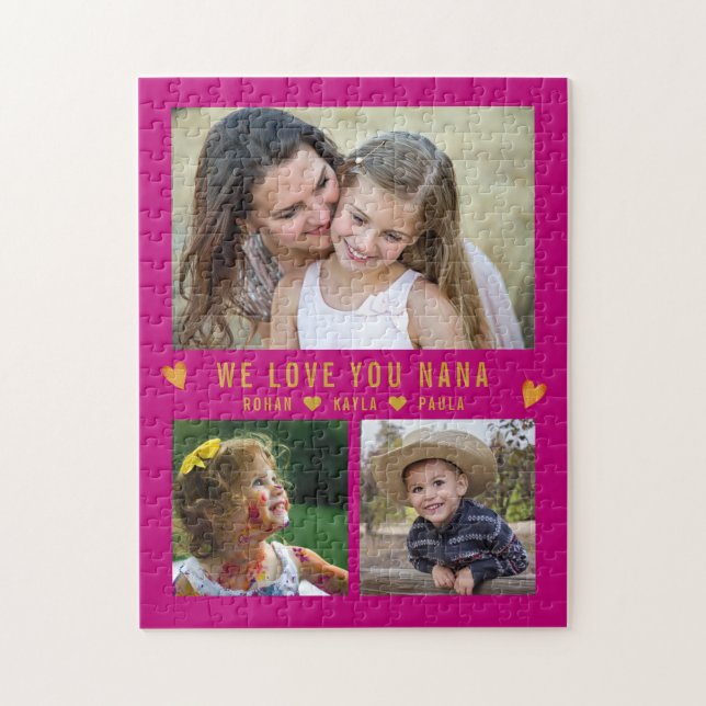 Vi Kärlek You Nana 3 Photo Collage Rosa Pussel (Vertikal)