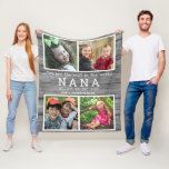 Vi Kärlek You Nana 4 Photo Collage Grått Wood Fleecefilt<br><div class="desc">En rolig fotokollage-gåva till din favoritNana-personlig med namn av barnbarn.</div>
