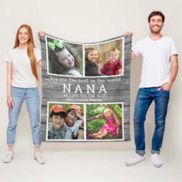 Vi Kärlek You Nana 4 Photo Collage Grått Wood Fleecefilt