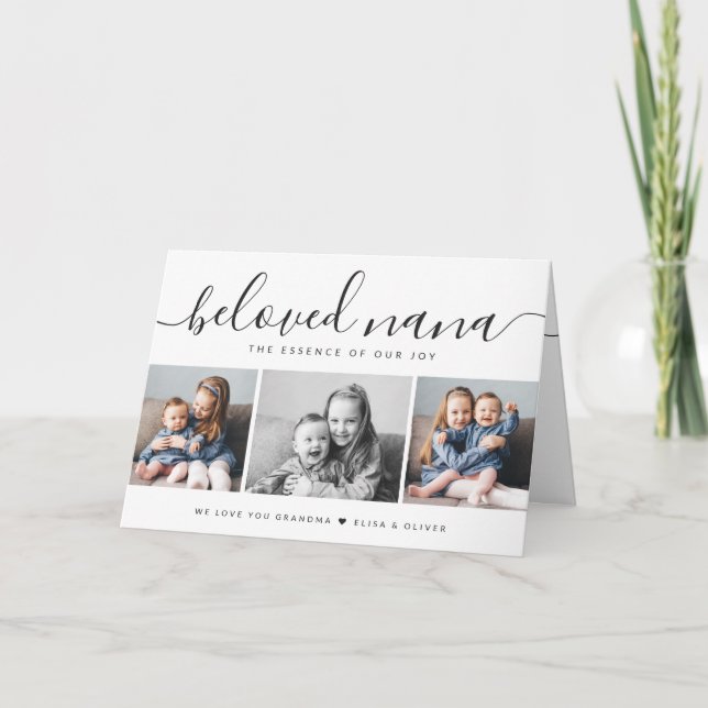 Vi Kärlek You Nana Black & White Photo Mors dag Kort (Framsida)