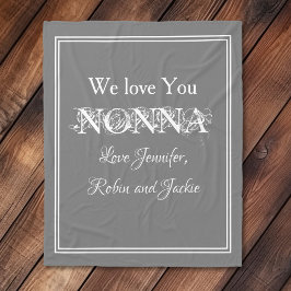 "Vi Kärlek You NONNA" Personlig Dove Grått Fleecefilt