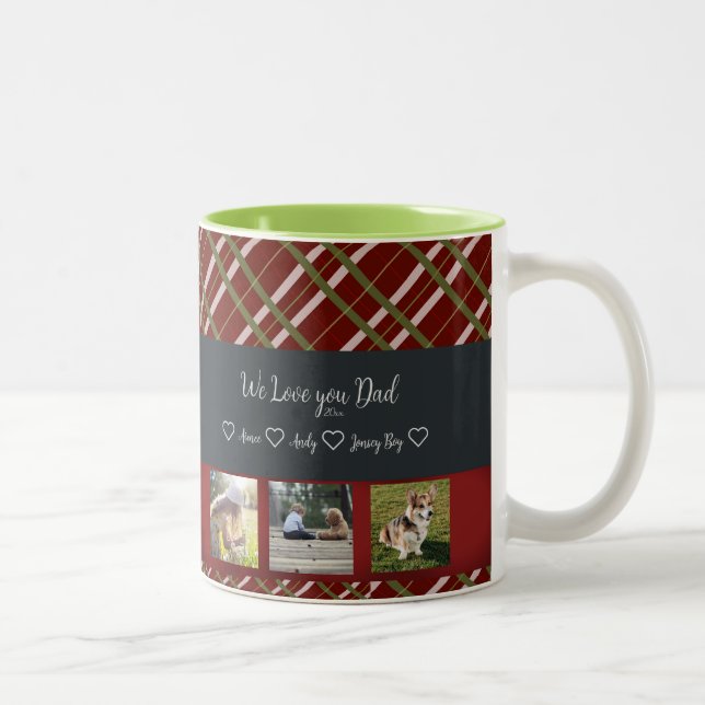Vi Kärlek You Pappa, Anpassningsbar 3 Photo Grid Två-Tonad Mugg (Höger)