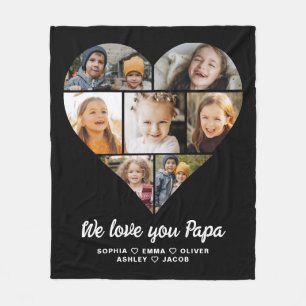 Vi Kärlek You Pappa Heart Instagram Collage Foton Fleecefilt