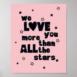 Vi Kärlek You Rosa Girl TypoGraphics Nursery Poste Poster