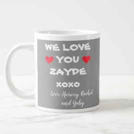 Vi Kärlek You Zayde Personlig Grått/White + Hearts Jumbo Mugg