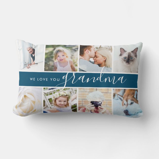 Vi kärlekar dig mormor! Anpassningsbar Photo Gift Lumbarkudde (Framsida)