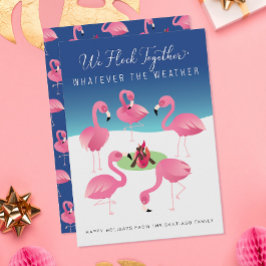 Vi klär ihop Rosa Flamingos-Helgdag Kort