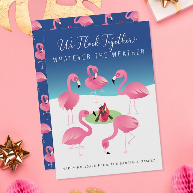 Vi klär ihop Rosa Flamingos-Helgdag Kort (Skapare uppladdad)