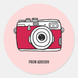 Vi klickar bara på Camera Valentine Sticker Runt Klistermärke