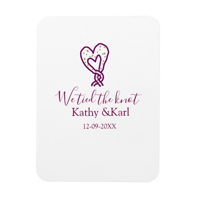 Vi knöt den rosa hjärtknuten namn datum romant magnet (Vertikal)