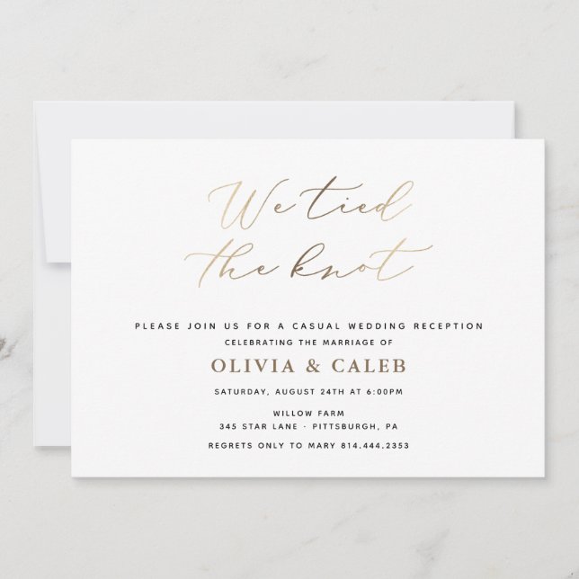 Vi knöt knuten Bröllopsfest inbjudan (Framsida)