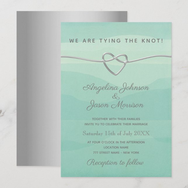 Vi Knöt Knuten Bröllopsfest Inbjudningar (Fram/baksida)