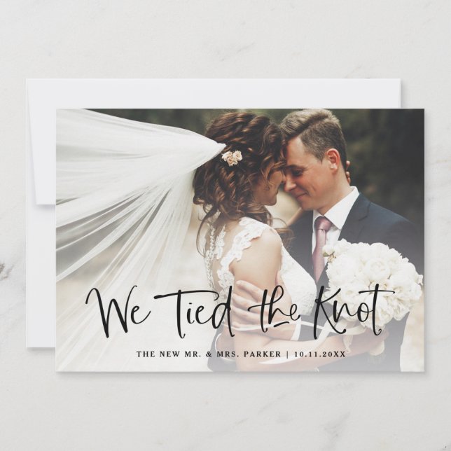 Vi Knöt Knuten | Casual Script Foto Elopement Meddelande (Framsida)