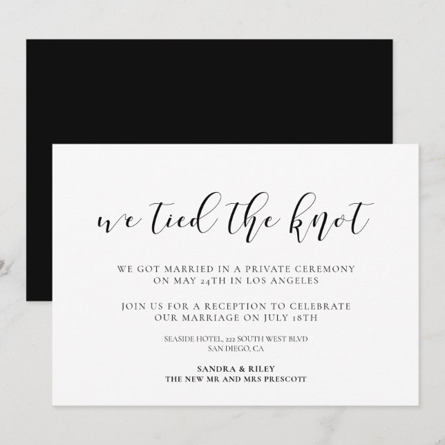 Vi knöt knuten Elegant design tillkännagivande (Fram/baksida)