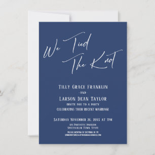 Vi Knöt Knuten Enkel Elegant Typografi Marinblå Inbjudningar