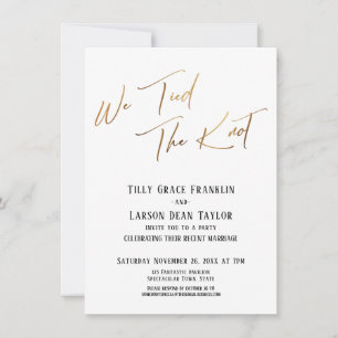 Vi Knöt Knuten Enkel Guld Elegant Typografi Inbjudningar