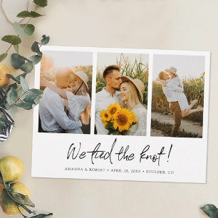 Vi knöt knuten! Modern fotoflyktbröllop Meddelande Vykort
