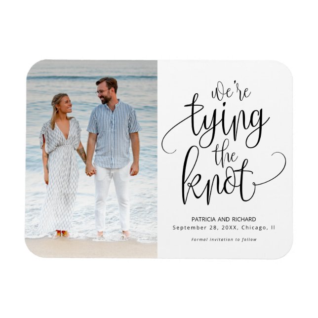 Vi knyter knuten Bröllop Spara datum Foto Magnet (Horisontell)