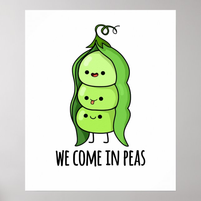 Vi Kom i Peas Cute Pea Pun Poster (Framsidan)