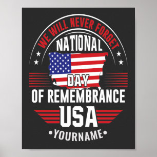 Vi kommer aldrig att glömma den nationella minnesd poster