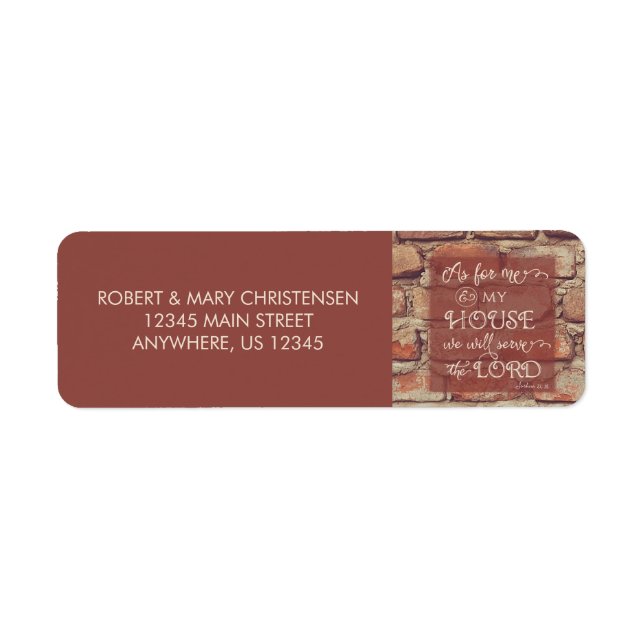 Vi kommer att  Herren - Joshua 24:15 Returadress Etikett (Framsidan)