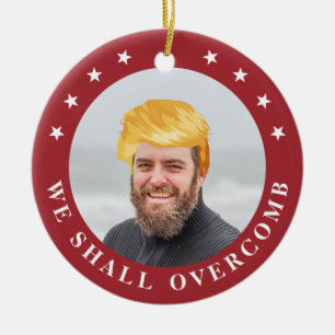 Vi kommer att överbrygga Fotot med Trump Hair Julgransprydnad Keramik