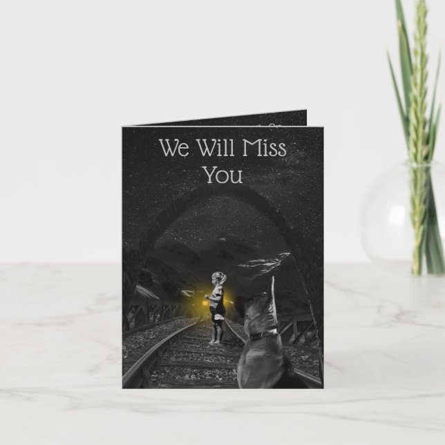 Vi kommer att sakna dig, Bonvoyage Greeting Card. Kort (Framsida)
