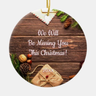 Vi kommer att sakna er i jul! DIYMessages Julgransprydnad Keramik