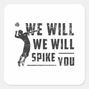 Vi kommer att Spike er att boka volleyball i Boll Fyrkantigt Klistermärke