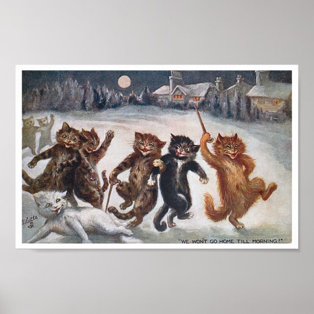 VI KOMMER INTE ATT GÅ HEMMA PÅ MORGON, Louis Wain Poster (Framsidan)