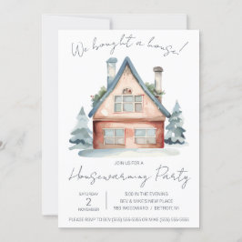 Vi köpte ett hus! Cute Watercolor Houseuppvärmning Inbjudningar