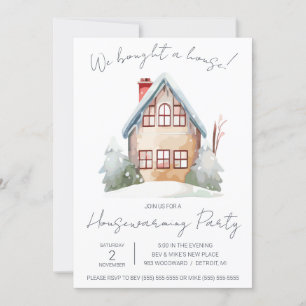 Vi köpte ett hus! Cute Watercolor Houseuppvärmning Inbjudningar