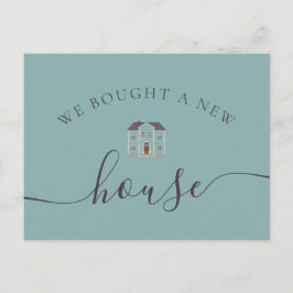 Vi Köpte Ett Nytt Hus Kräm & Teal Annonsering Meddelande Vykort
