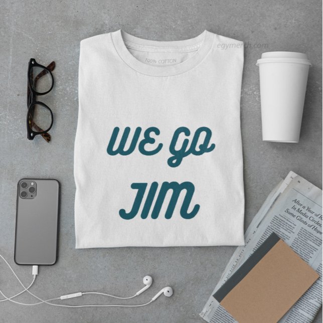 Vi kör Jim, gym roligt med blå text T Shirt (Skapare uppladdad)