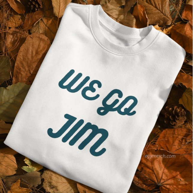 Vi kör Jim, gym roligt med blå text T Shirt (Skapare uppladdad)