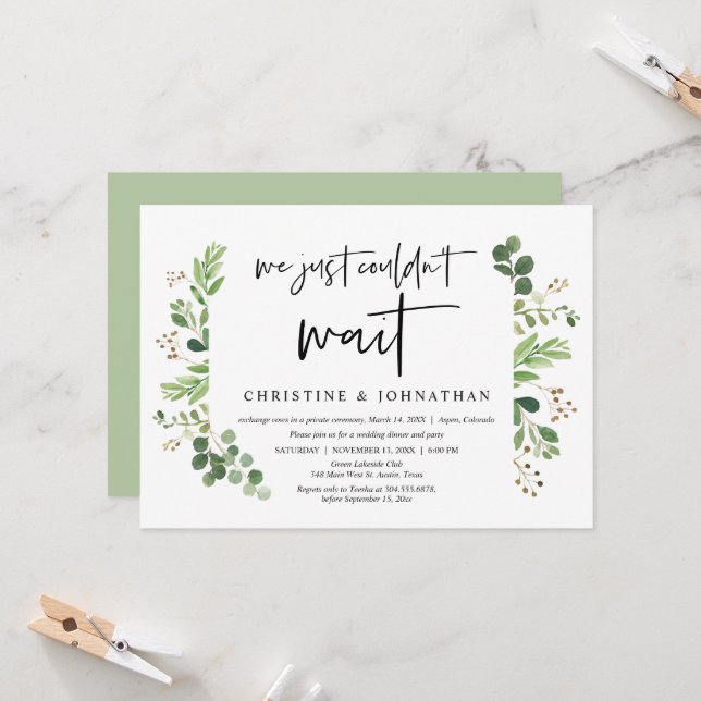Vi kunde bara inte vänta, Bröllopsflykt Inbjudningar (Fram/Back In Situ)