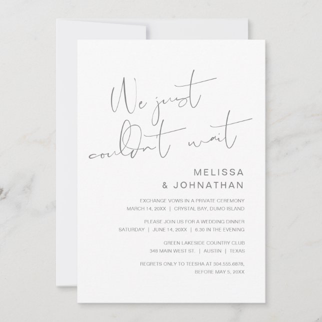 Vi kunde bara inte vänta, Bröllopsflyktfest Inbjudningar (Framsida)