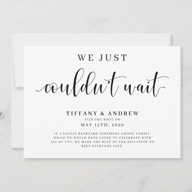 Vi kunde inte vänta Bröllop Meddelande (Framsida)