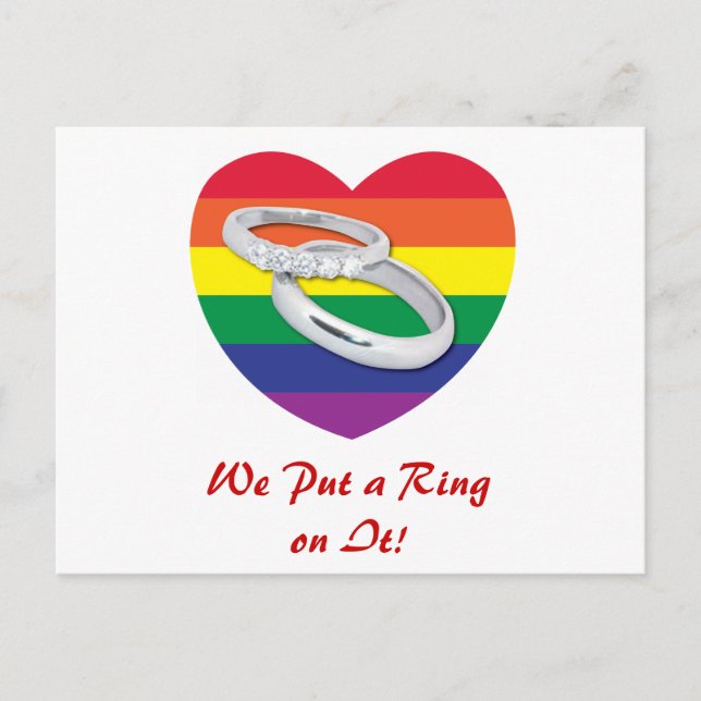Vi lägger en Ring på den Gay Bröllop Vykort (Framsida)