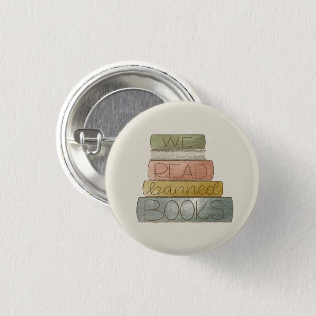 Vi läser förbjuden Bokar Sticker Knapp (Framsida & baksida)