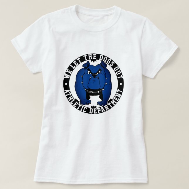Vi lät Hundar ut Idrottsmannen Bulldog Mascot T Shirt (Design framsida)