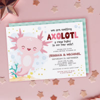 Vi ler Axolotl Baby Shower-inbjudan