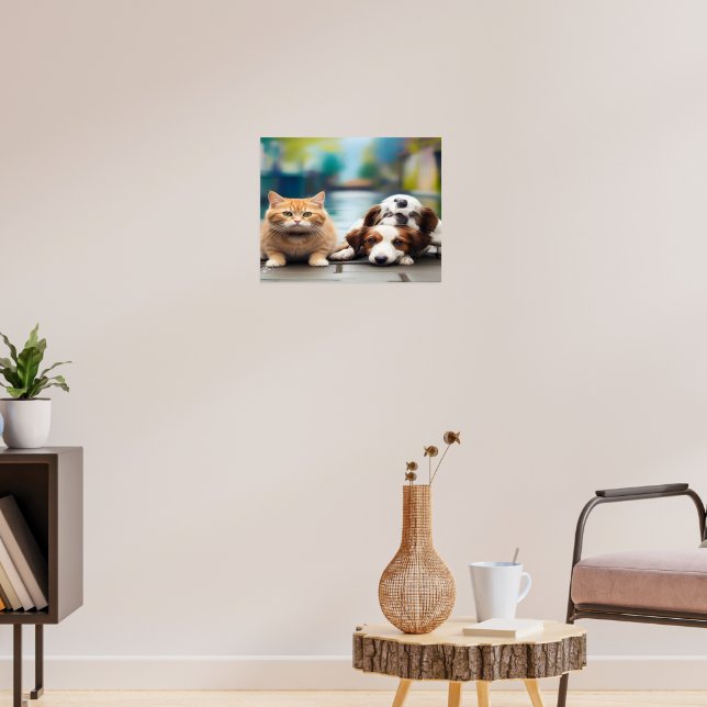 Vi lever tillsammans, Lena Cat+Hund Poster (Vardagsrum 3)
