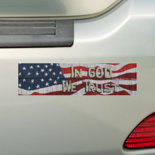 Vi litar på Rustic Barn Board American Flagga Bildekal
