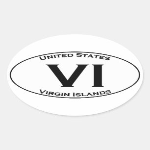 VI - Logotyp för akronym för Virgin Islands Ovalt Klistermärke