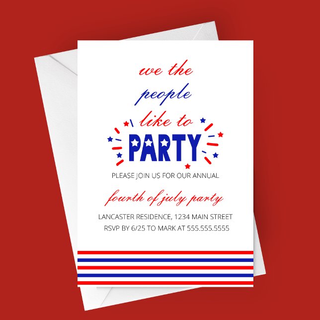 Vi människor som tycker om Party Inbjudningar (We The People Like To Party | 4th of July Party Invitation - Patriotic Party Invitation)