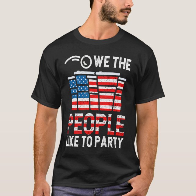Vi människor tycker om att Party dricker USA Fl T Shirt (Framsida)