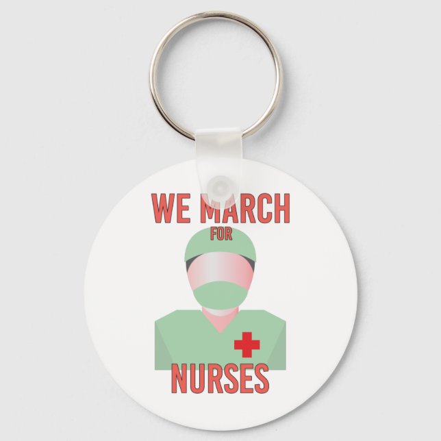 Vi mars för sjuksköterskor - Cute Nurse Scrubs Nyckelring (Framsida)