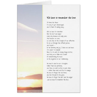 Vi måste komma ihåg Kärlek... relationer Hälsningskort