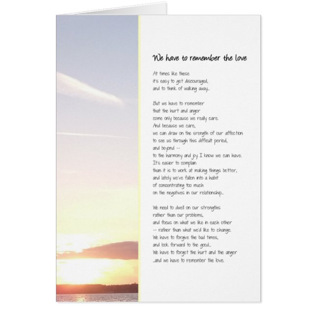 Vi måste komma ihåg Kärlek... relationer Hälsningskort (Framsidan)